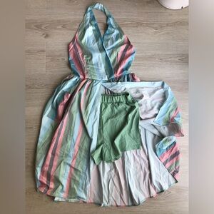 Pastel Candy stripped playsuit, size Large